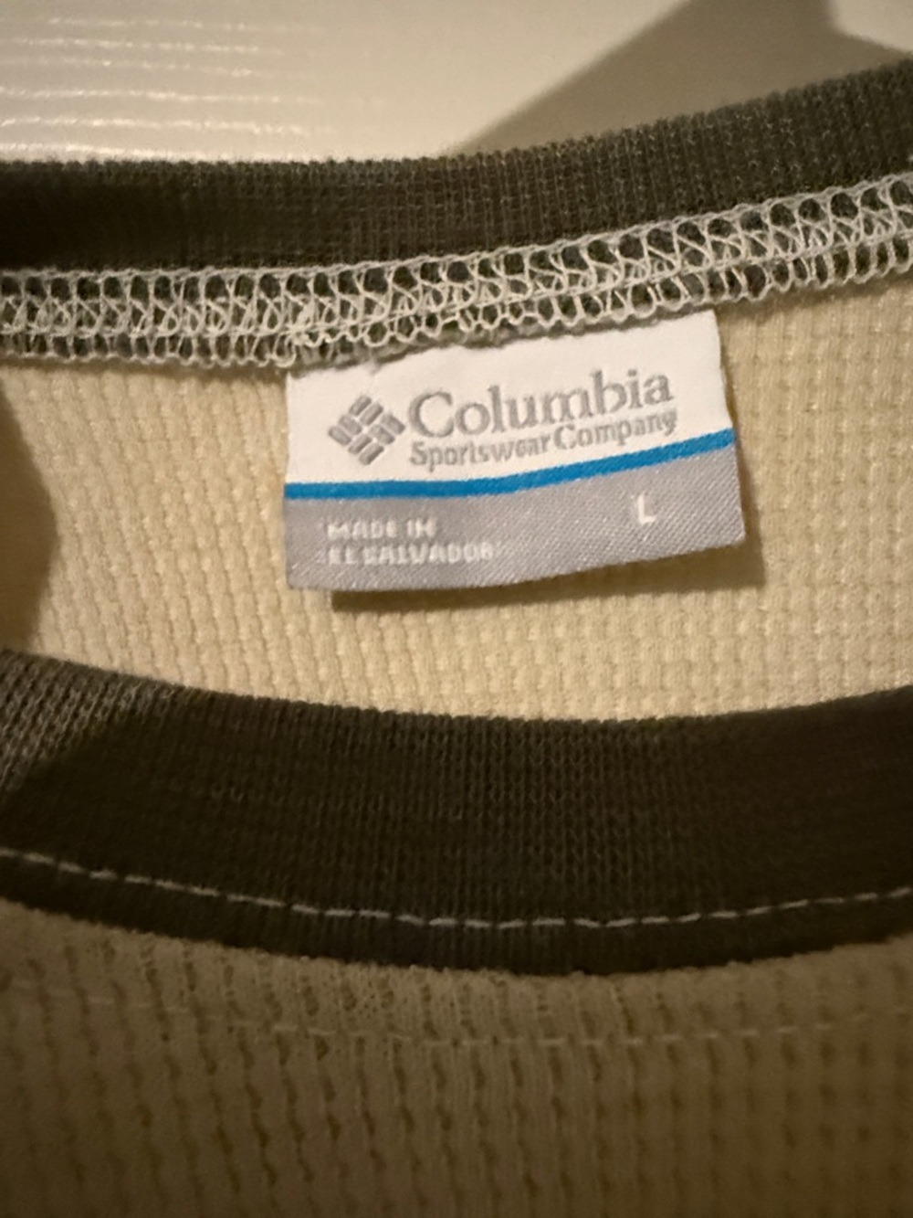 Columbia Two-Tone Waffle Long Sleeve Shirt - Cream & Gray - Picture 3 of 5